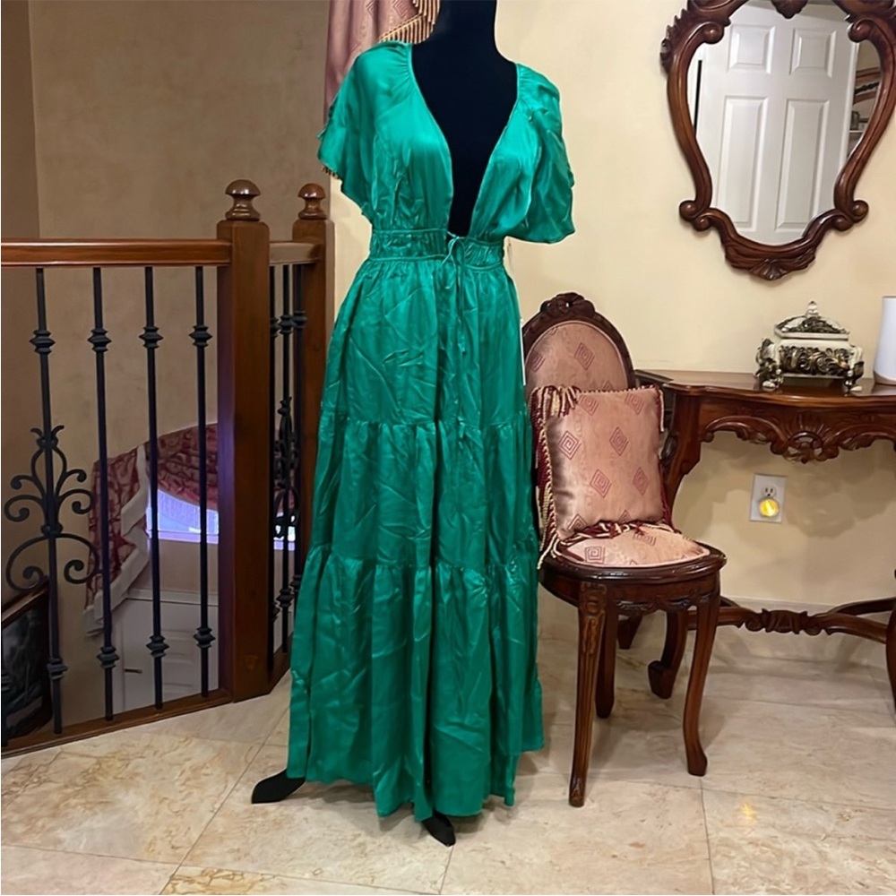 YOUNG FABULOUS & BROKE
Mara Tiered Maxi Dress Green